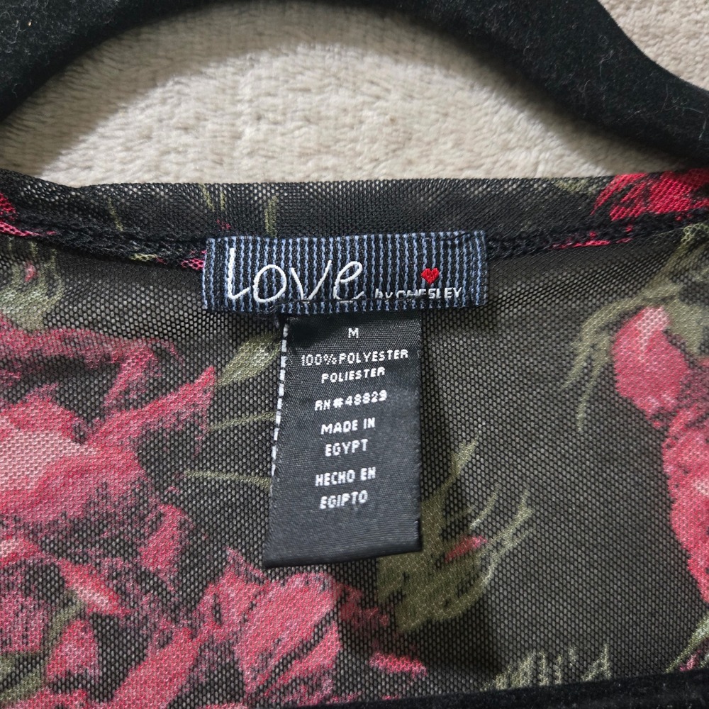 Love Tree Mesh Duster Cardigan Small Dark Floral Sheer Rose Goth Romantic Layer - Picture 3 of 12